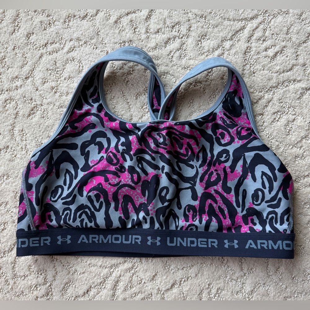 Under Armour Women’s 3X Sports Bra Colorful Animal Print Under Armour Black Band